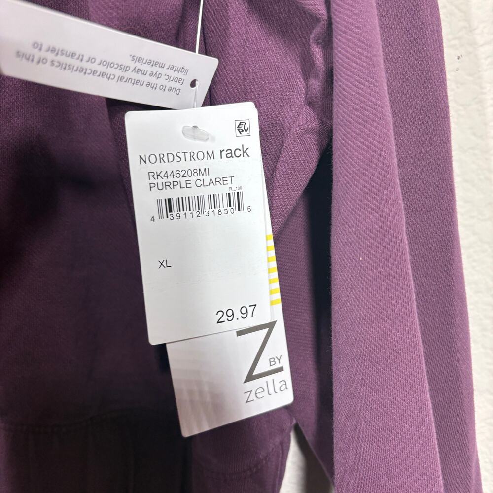 Zella Womens XL Pullover Sweatshirt Purple Claret Cotton V Neck Long Sleeves - Picture 6 of 8